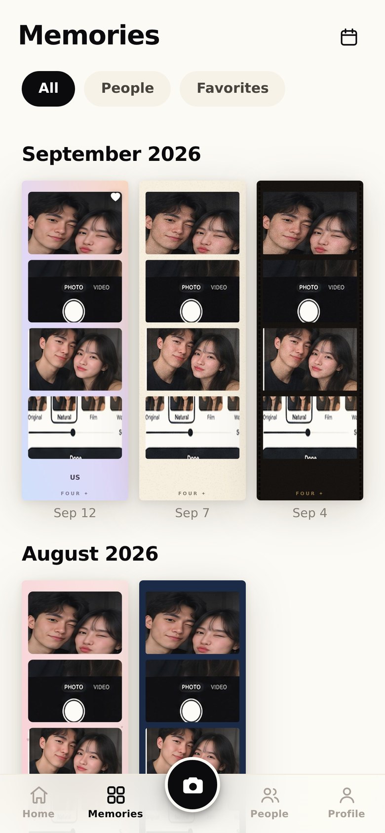 The Memories timeline in FOUR